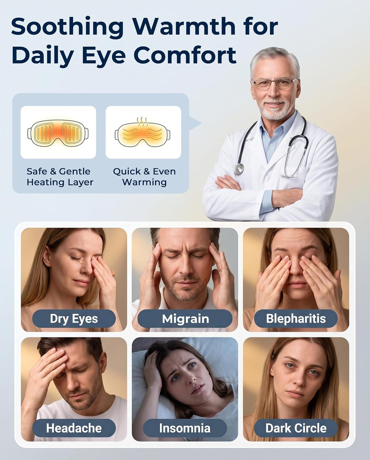 Heated Eye Mask for Dry Eyes Silk Cordless Warm Eye Compress Daily Eye Care