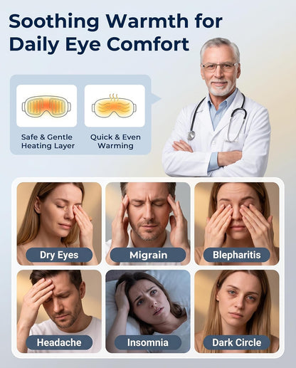 Heated Eye Mask for Dry Eyes Silk Cordless Warm Eye Compress Daily Eye Care