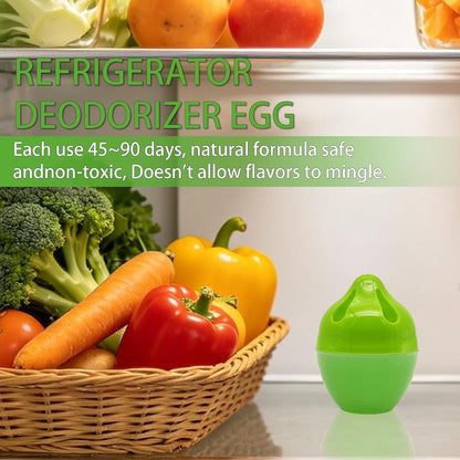 Refrigerator Deodorizer, More Effective Than Baking Soda (4Pcs/Lime Flavor) | Removes stubborn fridge odors, food-grade raw materials with natural tea polyphenol extracts, 45–90 day lifespan