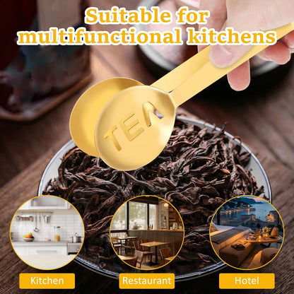 10Pcs Tea Bag Squeezer Tongs, Gold Tea Spoon for Loose Tea, Strainer Tongs Holder Round Tea Bag Clamp, Tea Filter Spoon Clamp Tea Strainer for Gripping Loosing Leaf,Ice cubeand Lemon Slice
