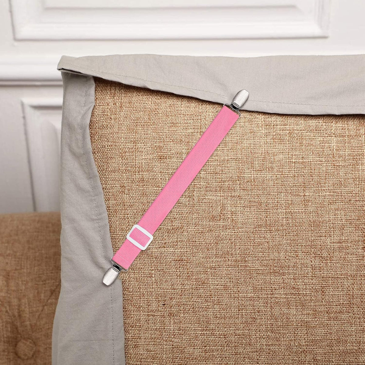 Boao 12 Pcs Bedsheet Strap Elastic Clip, White, 4-8 Inch Length