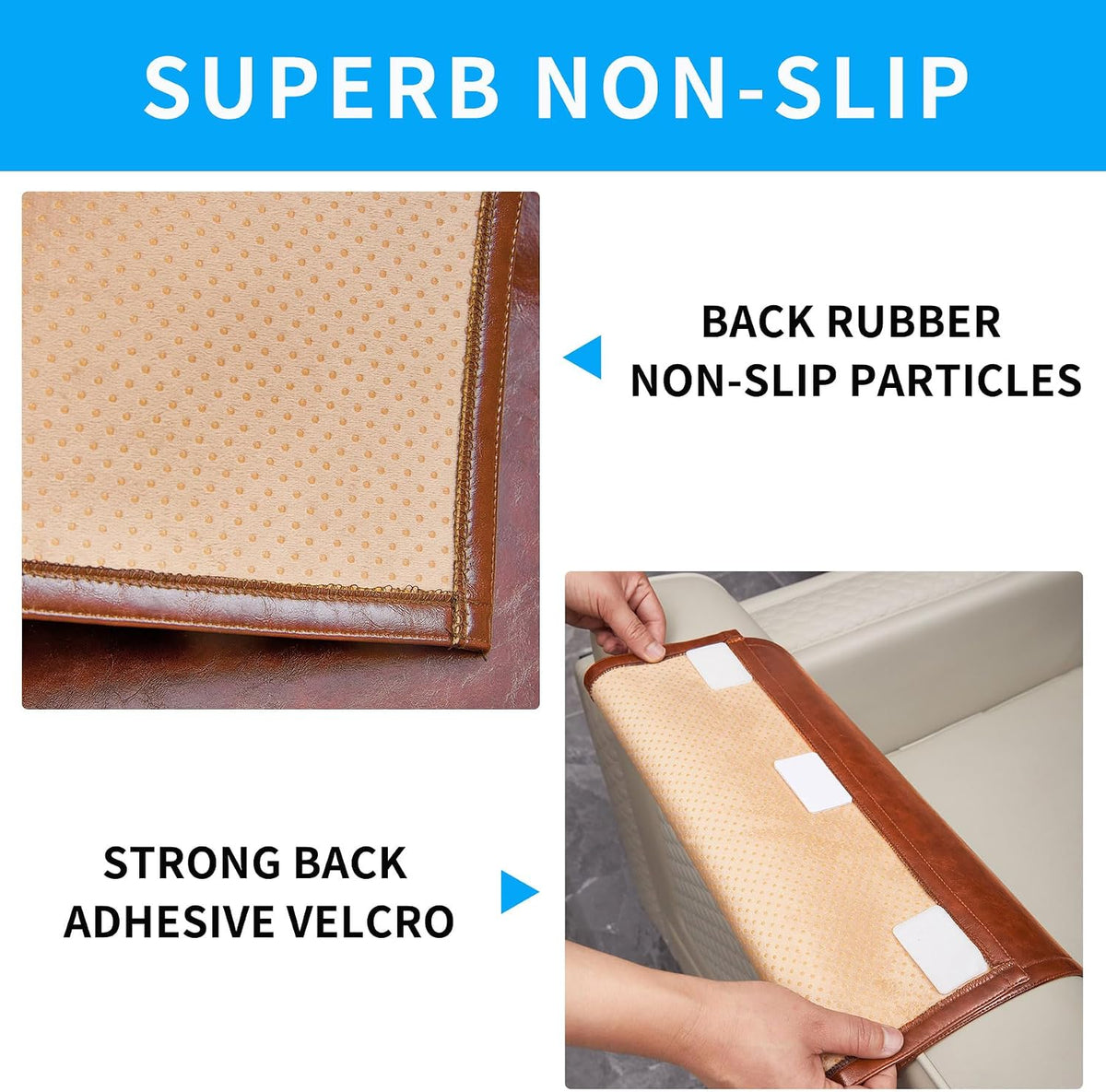 Non Slip Recliner Headrest Protector Washable Faux Leather Headrest Covers for Recliner Chair Waterproof Couch Head Rest Covers for Sofa,Furniture,Office Chair,Theater Seat