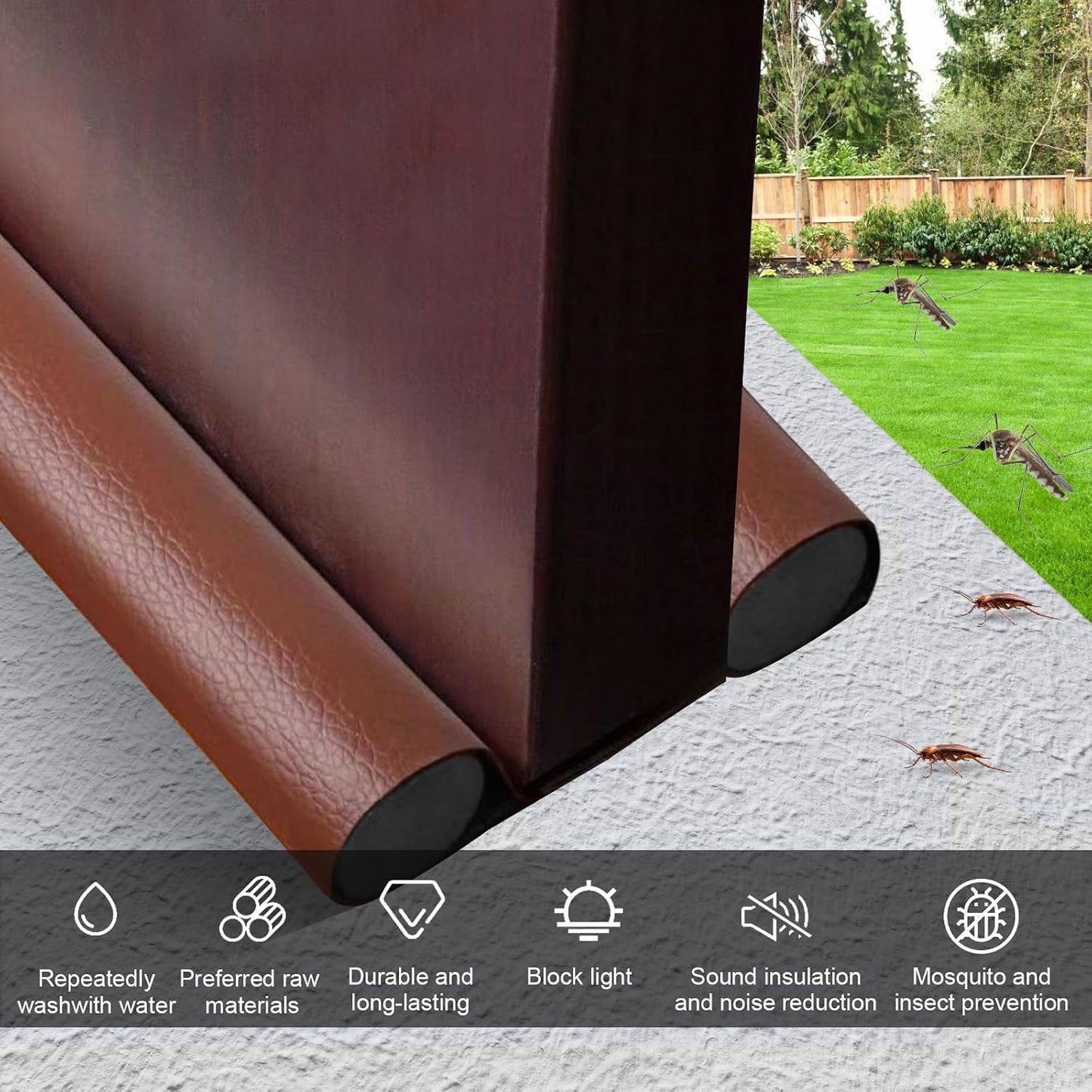 Wanheart Under Door Draft Stopper 38 Inch, Door Sweep for Bottom of Door | Draft Blocking, Small Gap Fit, Trim to Size, No Adhesive, Wipeable Cover