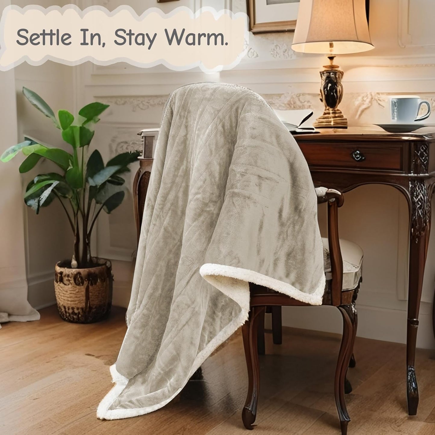 Soypipo Electric Heated Throw Blanket 50"x60", Faux Fur Plush with 4 Heat Settings & 2/4/8/10H Auto Shut-Off, Overheat Protection, Machine Washable, for Office & Chair, Dark Grey