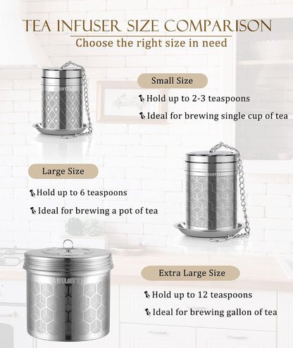 2 Pack 304 Steel Fine Mesh Tea Infusers for Loose Leaf Tea | Versatile for tea, spices & seasonings, fine mesh traps sediment, dishwasher-safe