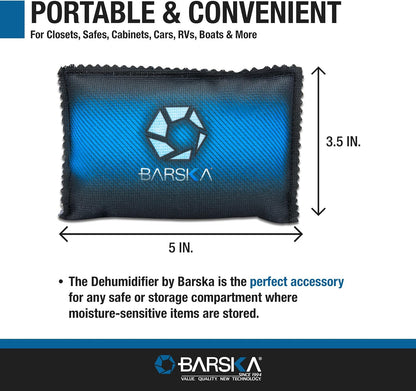 BARSKA Rechargeable Desiccant Dehumidifier - Safe Moisture Absorber for Home Closets, Gun Safes, Basement, Garage, Cars, Microwaveable - Portable Blue Dehumidifying Solution