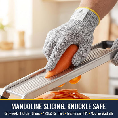 ASG Premium ANSI A5 Cut Resistant Gloves, Food Grade HPPE,Mandoline & Oyster Shucking, Kitchen Safety Gloves for Chefs