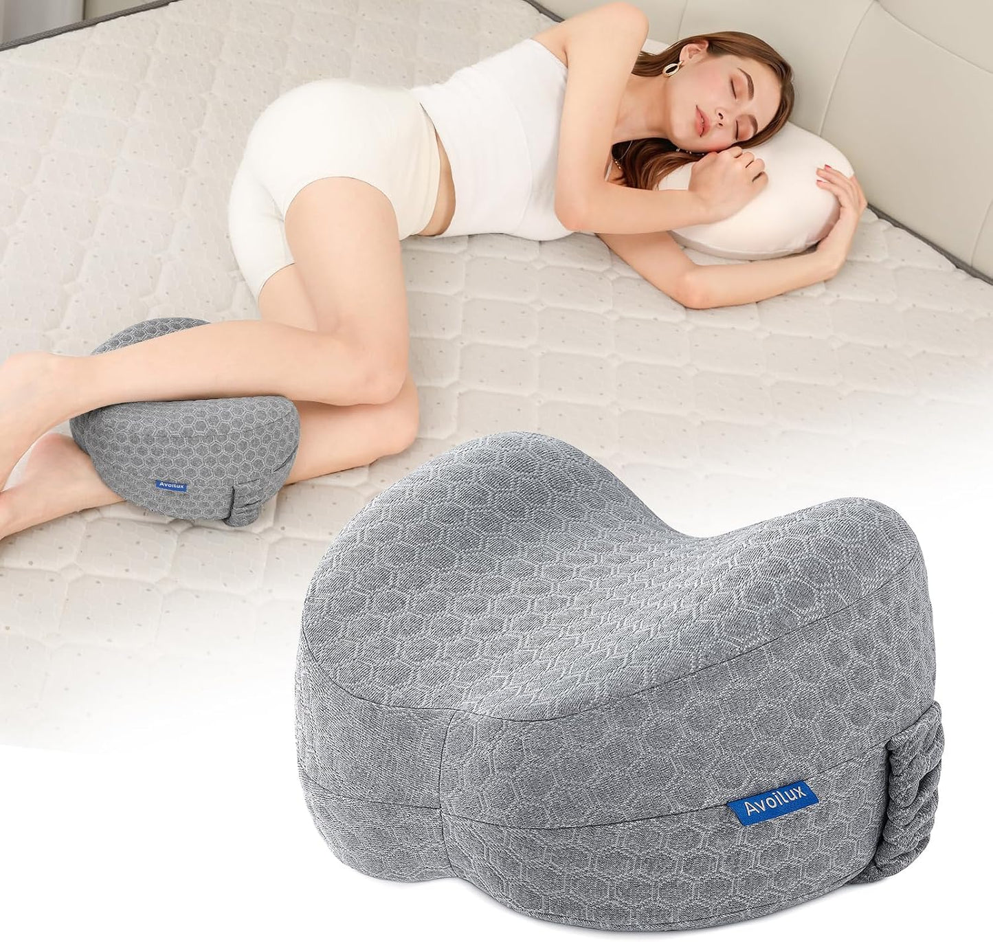 Side Sleeper Heart-Shaped Knee Pillow, Memory Foam Leg Positioning Pillow, Ergonomic Design, Perfect for Side Sleepers and Pregnant Women, Relieve Body Aches and Pains (Gray)