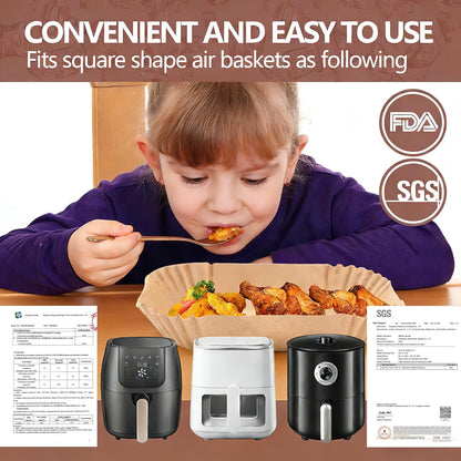 UBeesize 9 Inch Disposable Air Fryer Liners 200 Pack Square Parchment Liner