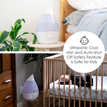 Crane Ultrasonic Cool Mist Humidifier for Bedroom, Baby Nursery, Kids Room, Plants, or Office, Large 1 Gallon Tank, Filter Optional, Blue and White