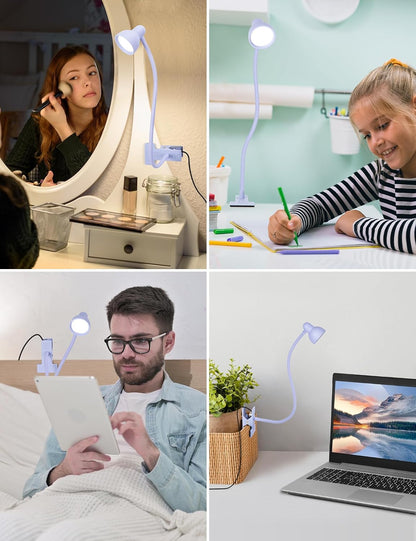 Clip on Reading Light for Bed 3 Color Modes Teal