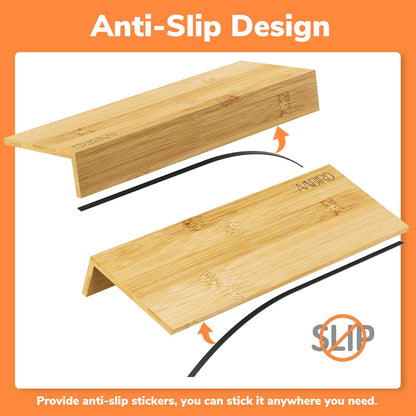AMBIRD Bamboo Spice Drawer Organizer with Non-slip Mat,4 Tier - 2 Set Jar Spice Rack Tray From 9.5''to 19'', Seasoning Organizer for Kitchen,Cabinet,Drawers,Countertop