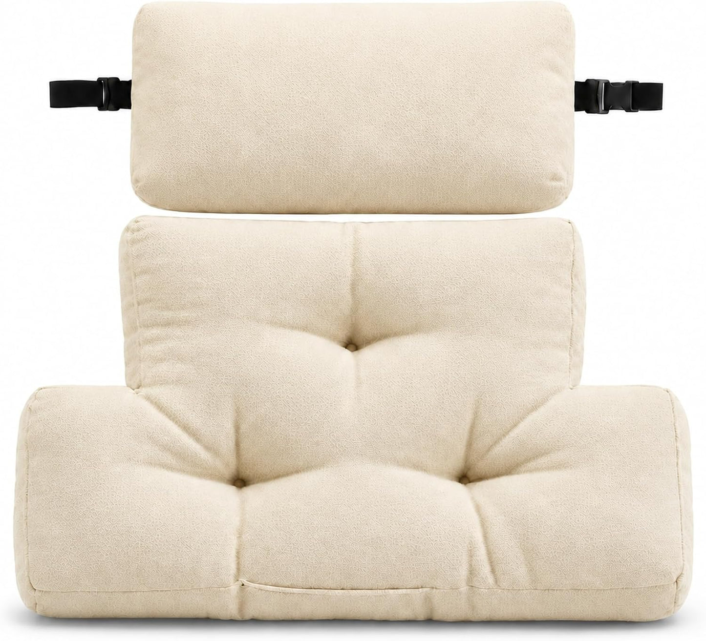 2-Piece Neck Pillow Lumbar Support Cushion for Recliner, Ergonomic High-Density Foam Backrest with Adjustable Headrest, Soft Comfy Back Support for Office Chair, Sofa, Couch, Pain Relief, Beige