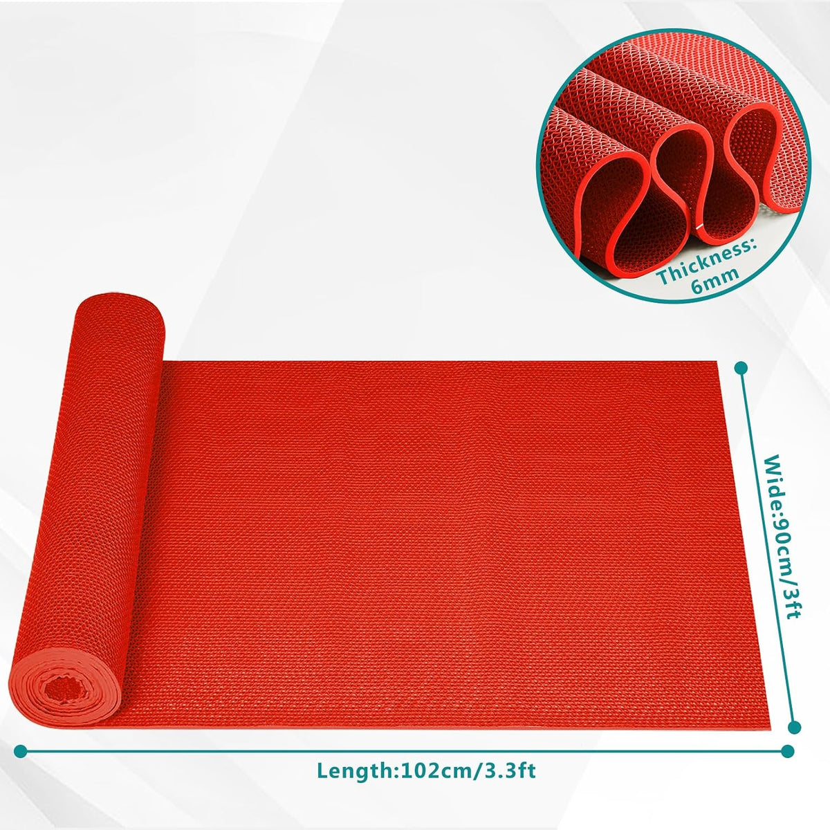 WochiTV Non Slip Drainage Mats PVC Pool Floor Mat 0.23'' Thick Outdoor Indoor Parking Space Mat for Bathroom Garage Basement Backyard Commercial Kitchen 3x16.6Ft