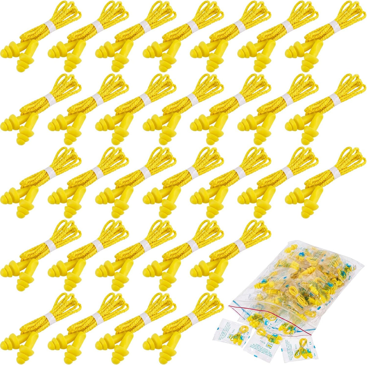 Tondiamo 200 Pairs Ear Plug Bulk with Cord Reusable Silicone, Fresh