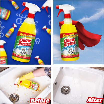 Elbow Grease All Purpose Degreaser Spray – Extra Large (1 Litre) | Removes Grease & Oil from Kitchens & Bathroom Surfaces, Outdoor, Vehicles & Fabrics