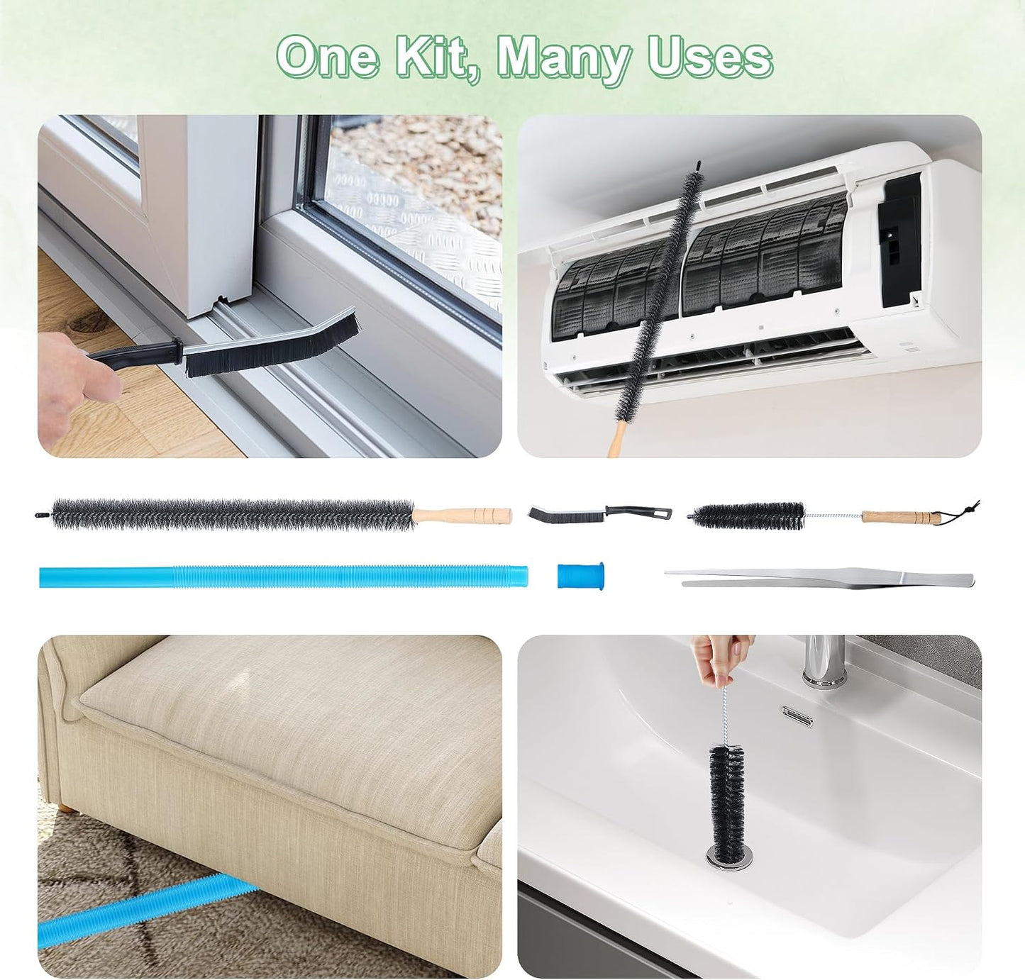 2 PCS Dryer Vent Cleaner Kit Compatible with Most Vacuum Cleaner | Dryer Lint Brush and Vacuum Hose Attachment with Universal Elastic Connector, Quickly Lint Remover