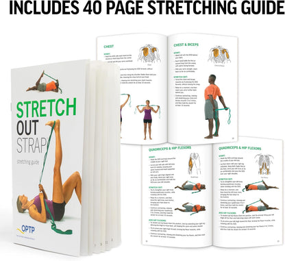 OPTP The Original Stretch Out Strap with Exercise Book, USA-Made Yoga Strap | USA-made Stretch Out Strap for flexibility & mobility, physical therapy, yoga stretching strap & knee therapy strap