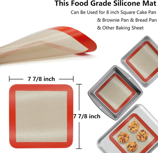 AMYONE 11x11 Silicone Baking Mat, Square Air Fryer Liner, Platinum, 2 Pack | For 11x11 Square Cake Pan/Cheesecake Pan/Toaster Oven/XL Air Fryer, Food Grade Silicone Baking Sheet Liner for Cake/Cookie