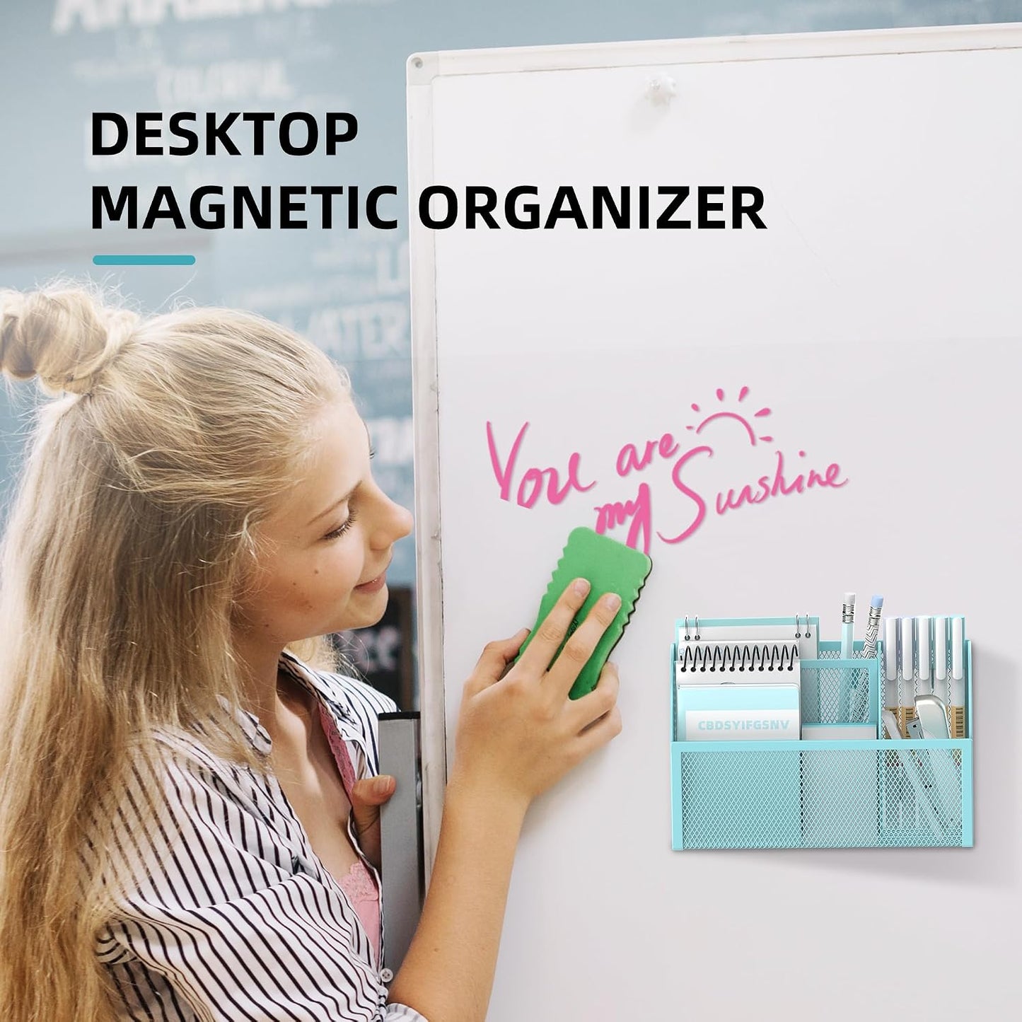 3-Grid Magnetic Pencil Holder, Strong Magnet Locker Organizer, Black | Mesh Magnetic Shelf, Marker Holder Perfect for Whiteboard, Refrigerator and Locker Accessories