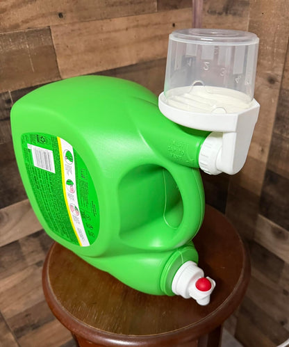 (2) Laundry Detergent Cup Holders with Drip Tray, Compatible Lid Drain for Tide, GAIN, Downy and ERA ONLY. No Leak Drain System, White, Made in The USA (White)