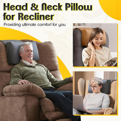 1 MIDDLE ONE Recliner Pillow, Memory Foam Head, Headrest and Neck Pillow for Recliner Chair, Small Neck Support for Office Chair (Grey)