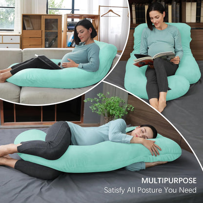 MOON PARK Pregnancy Pillows for Sleeping - 57 Inch U Shaped Full Body Maternity Pillow with Removable Cover - Support for Back, Legs, Belly, Hips - Pregnancy Pillow for Women - Grey
