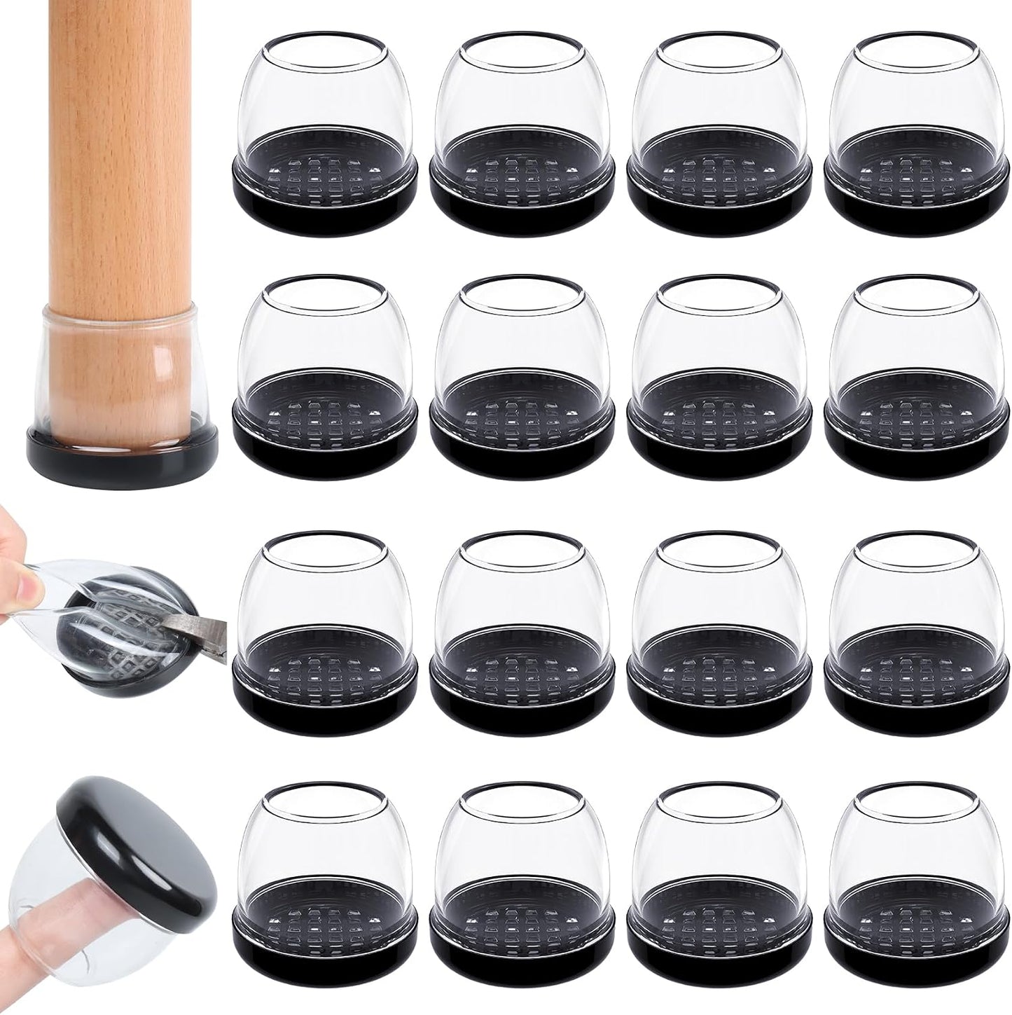 Chair Sliders for Carpet, 16PCS Furniture Sliders for Carpeted Floors & Hardwood Floors, Round Chair Glide Pads for Quickly and Easily Moving Furniture, Protect Floor(Clear, Fit 0.75"-1.1") | Chair Glides for Carpet & Hardwood Floor, Furniture Slides