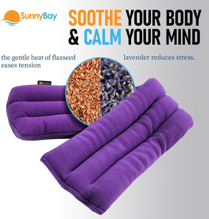 SunnyBay Lavender Microwave Heating Pad, 26" Long Microwavable Neck Wrap & Heat Pack for Moist Hot Therapy, Heated Neck Warmer for Neck, Shoulder & Back Pain Relief, Flaxseed Filling, 26x6, Purple