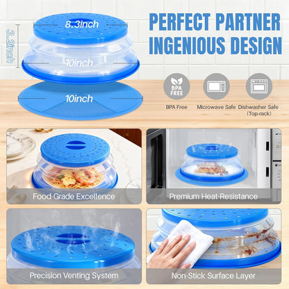 2 in 1 Microwave Splatter Cover Food, Microwave Silicone Mat Place Holders for Multi-use, Silicone Trivet, Pot Holders, Drying, Baking, Utensils Rest for Kitchen Counter Mat