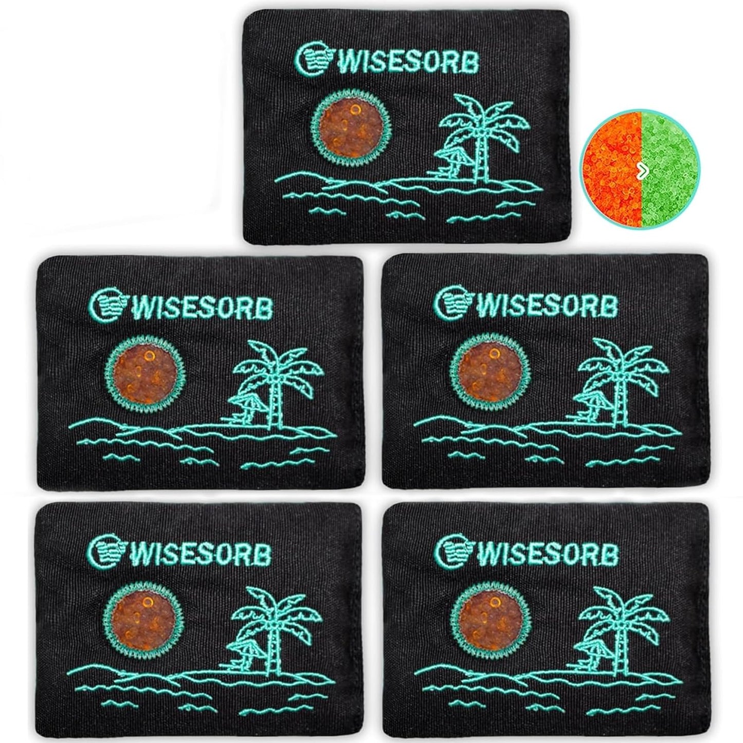 Wisesorb 500g x 2pcs Rechargeable Desiccant Packs, Reusable Car Dehumidifier, Microwave Reactivated Silica Gel Packets Moisture Absorber with Color Indicating for Safe Closet Basement Garage