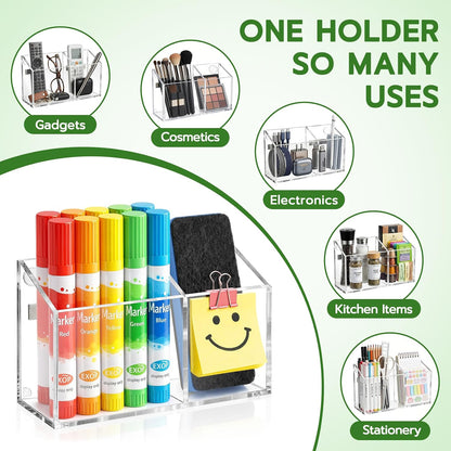 MR.MATE Magnetic Pen Holder,Clear Magnetic Marker Cup for Fridge Whiteboard | Dry Erase Marker Pencil Holder with Acrylic Cup and Strong Magnet, Non-slip Design For Refrigerator Locker Office & Classroom