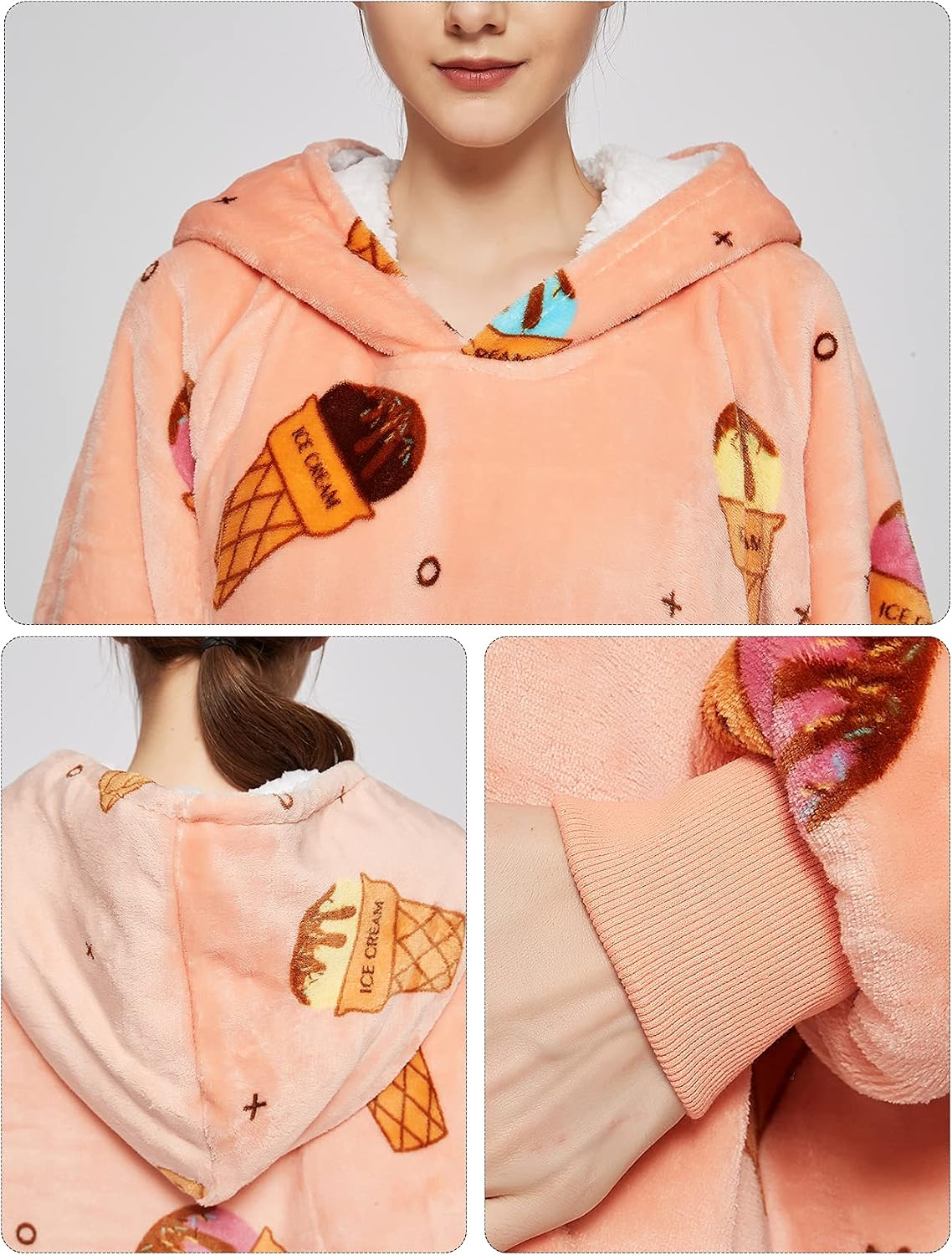 Wearable Blanket Hoodie for Adults With Pocket Strawberry Hoodie | Sherpa, Fuzzy Blanket Hoodie, Oversized Sweatshirt Blanket, Kangaroo Pouch, Cute Birthday Gifts for Sister, Cute Stuff