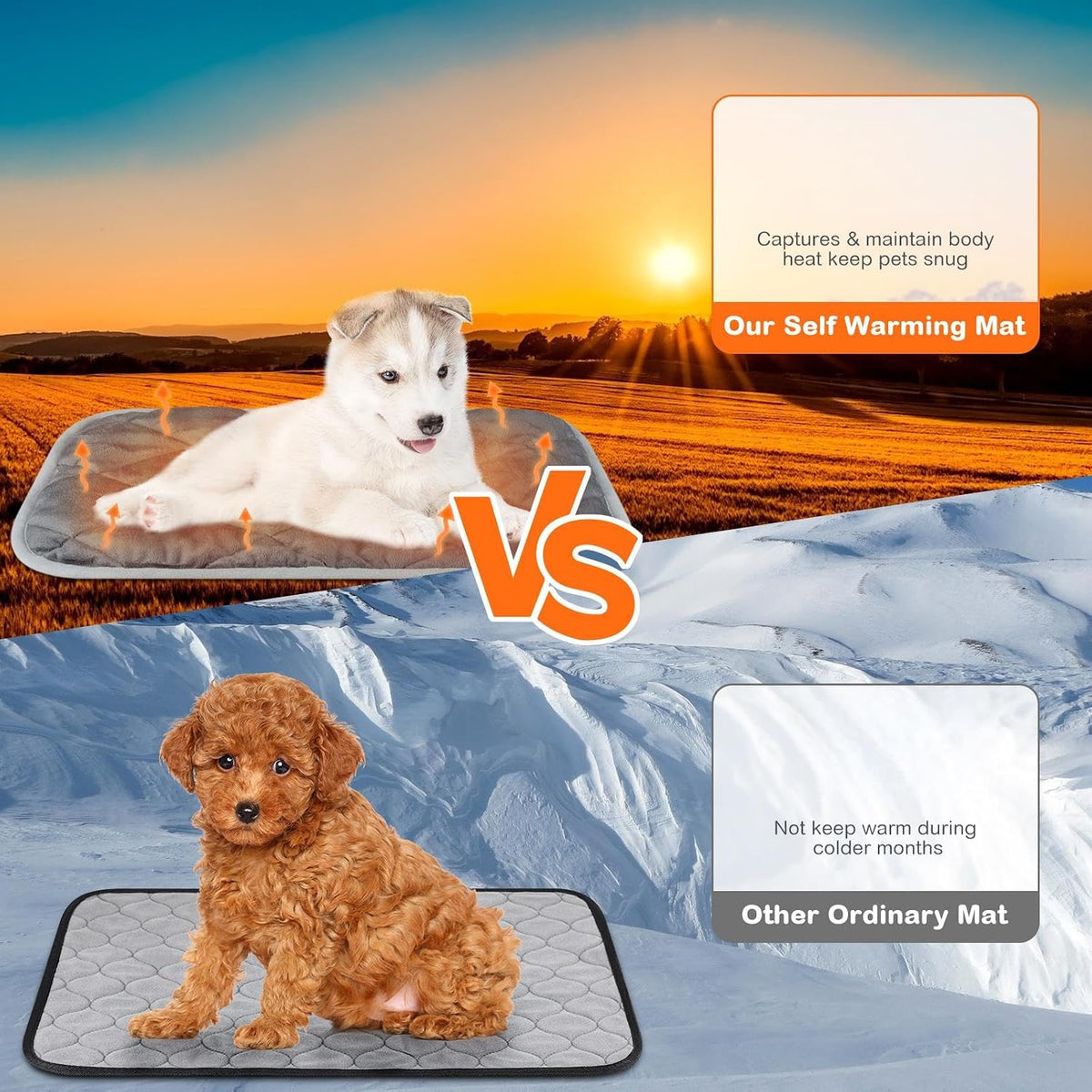2 Pack Self Heating Cat Mat Self Warming Pet Pads Washable Kennel Mat Dog Crate Pad Reflects Body Heat Non Skid Cat Thermal Pads for Puppy Indoor Outdoor(Black,16 x 20 Inches)