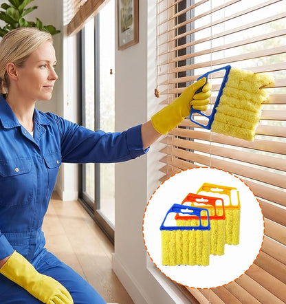 3 Pcs Window Blind Cleaner, Blind Duster for Wood Blinds 7-Finger Tool | for Venetian Blind & Air Conditioner Vents (Orange, Yellow, Blue)