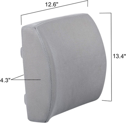 Lumbar Pillow for Chair and Car, Back Support for Office, Memory Foam Cushion with Mesh Cover - Black