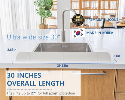 30 inch(75cm) Premium Kitchen Sink Silicone Water Splash Guard SIZE UPGRADE 30" and new package - NO Suction Cups, Ultra Wide 30" - Made in Korea (Ultra Wide Eco Gray)
