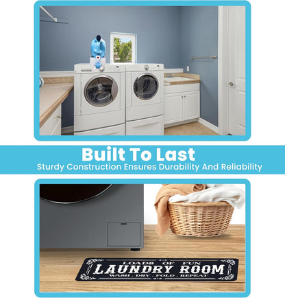 TidyFriend No-Spill Liquid Laundry Detergent Dispenser Holder, Laundry Soap Dispenser Holder with Drip Tray for Laundry Room Organization, Angled Downward Slope for Easy Pouring (No Strap, Ivory)