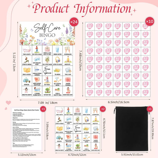 Pasimy 37 Pcs Self Care Bingo Game, 24 Self Care Bingo Cards