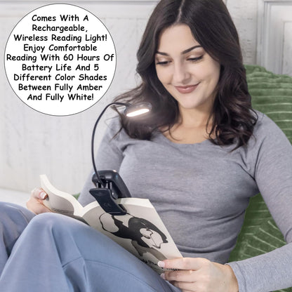 Homie Reading Pillow with Reading Light and Wrist Support, Has Arm Rests, and Back Support for Bed Rest, Lounging, Reading, Working on Laptop, Watching TV (Gray)