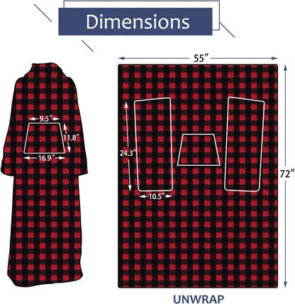 Solaris Wearable Blanket with Sleeves for Adults, Softness Comfort Warmth Fleece Gift for Women Men, Snuggy Body Throw TV Blanket for Home Office Lounge, Gift for Your Lover