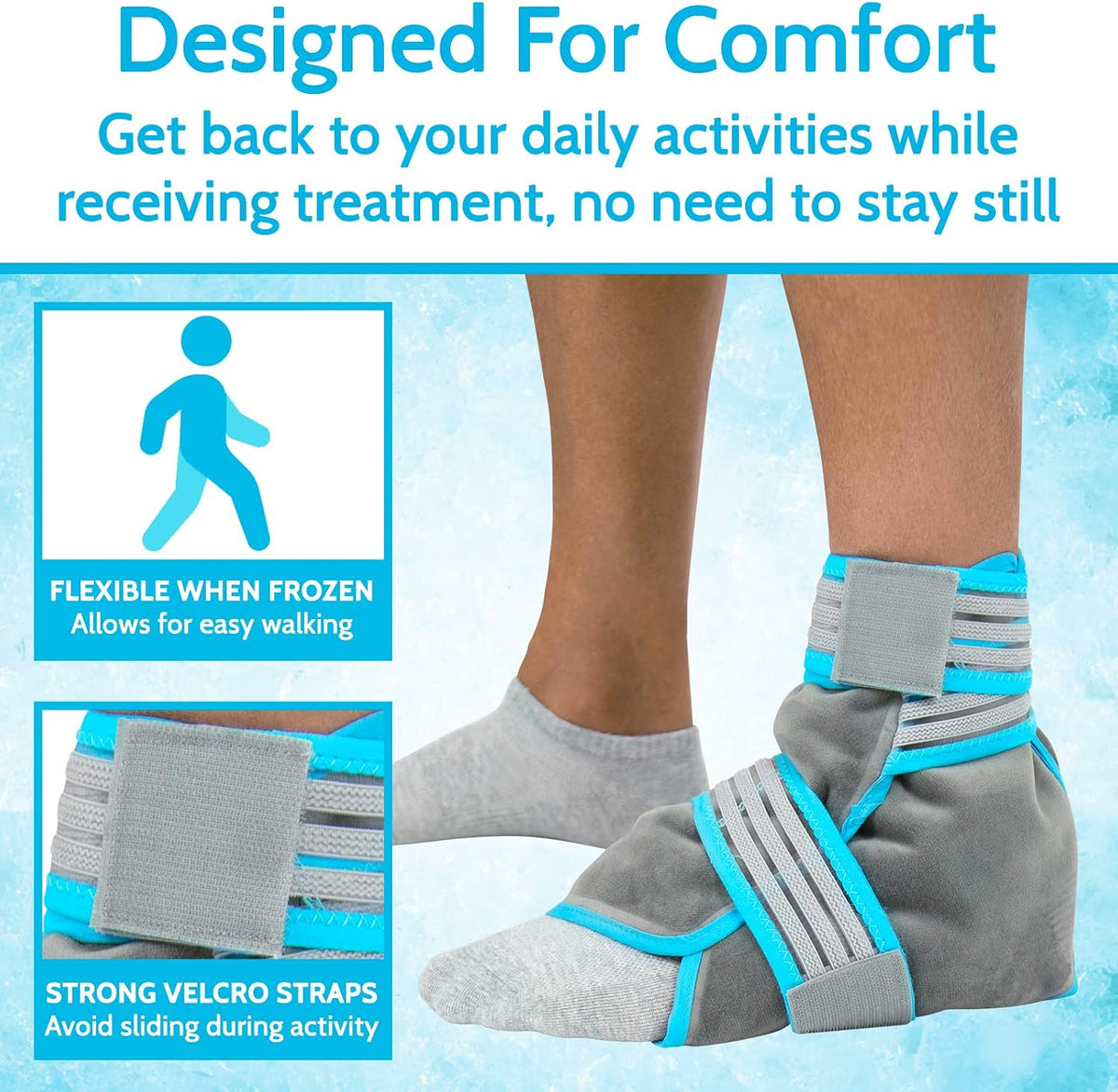 Arctic Flex Ankle Foot Ice Pack Wrap - Reusable Gel for Hot Cold Therapy