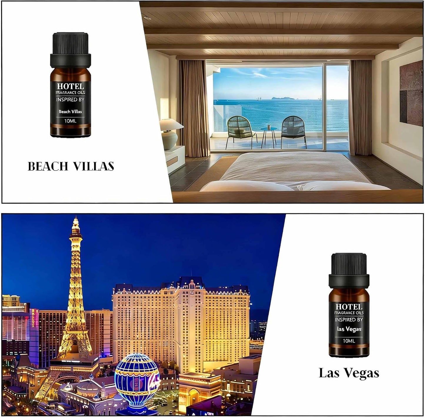 Hotel Collection Diffuser Essential Oil Gift Set,Hotel Scents for Home,Stress Relief Air Freshening,My Way,The Beach Villas and Other Luxury Hotel Scents Waterless Essential Oil Diffuser