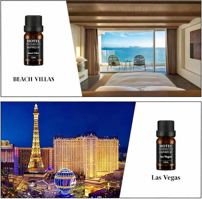 Hotel Collection Diffuser Essential Oil Gift Set,Hotel Scents for Home,Stress Relief Air Freshening,My Way,The Beach Villas and Other Luxury Hotel Scents Waterless Essential Oil Diffuser