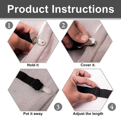 Bed Sheet Holder Straps,Sheet Straps Adjustable Bed Sheet Clips Fasteners Keep Sheets Stays in Place,White 2Pcs/Set