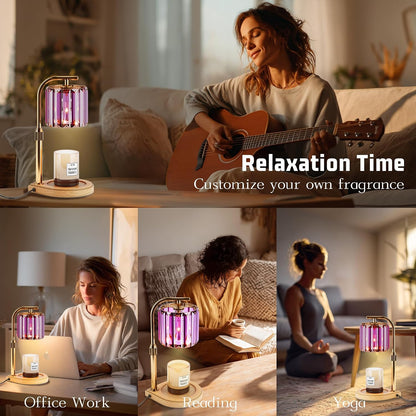 IN HAPPY Purple Candle Warmer Lamp with Timer & Dimmer, Gifts for Women, Housewarming Gifts for New Home, Adjustable Height Candle Warmer Lamp with 2 Bulbs for Jar Candles, Bedroom Home Decor