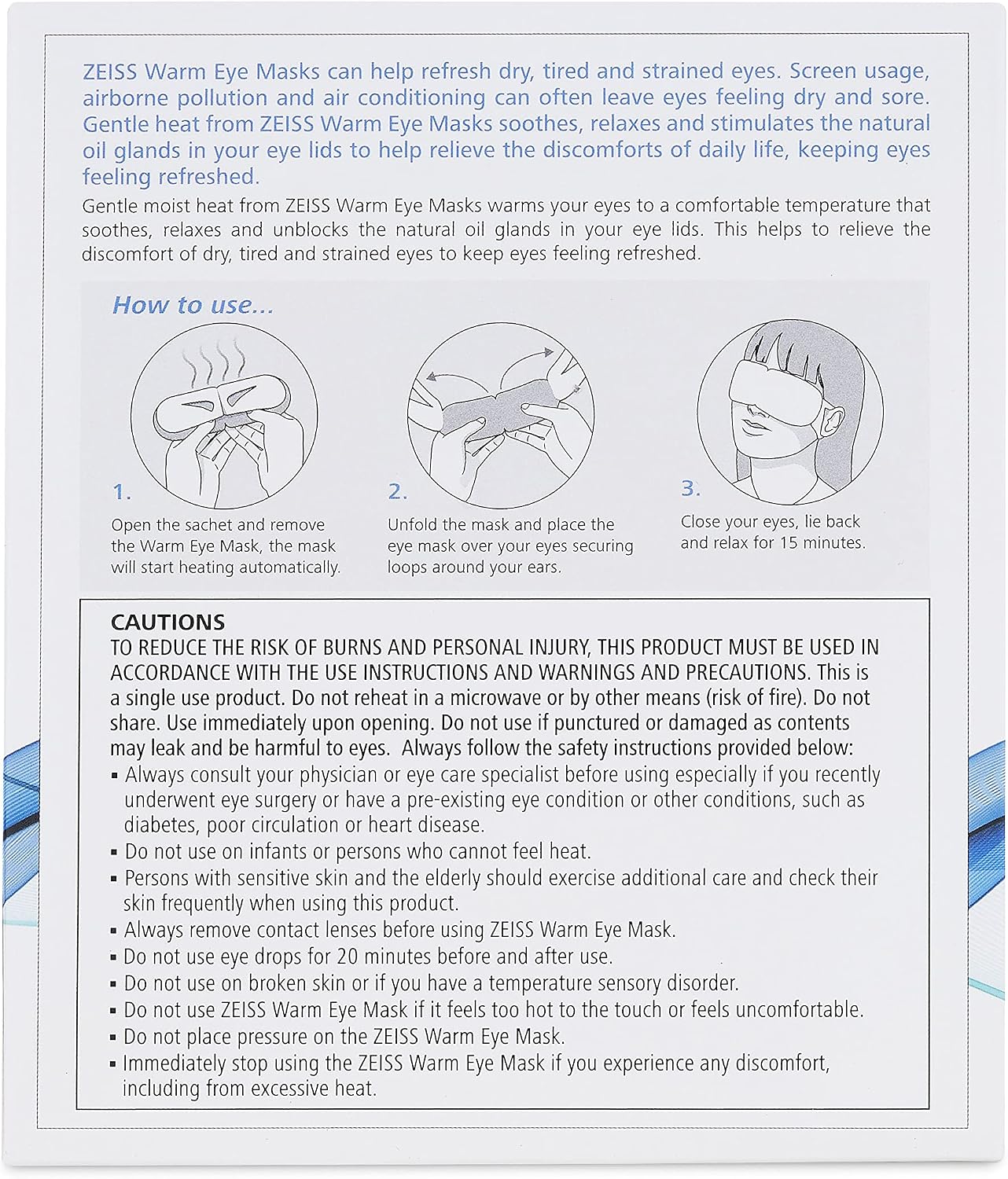 ZEISS Warm Eye Masks, 6 Count for Dry Eye Relief
