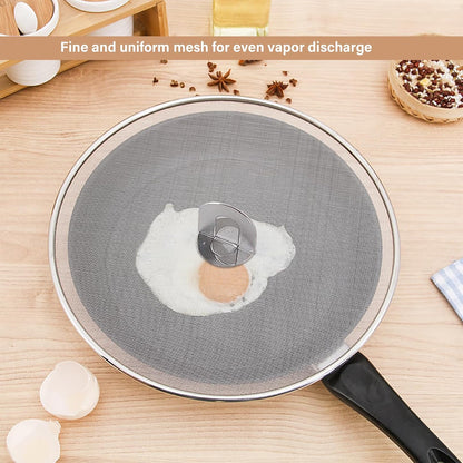 3 Pack Splatter Screen for Frying Pan 13" 11.5" 9.8" | Stainless Steel, Grease Splatter Guard, Ultra Fine Mesh Lids, with Fold Flat Knob for Prevent Oil Splatter