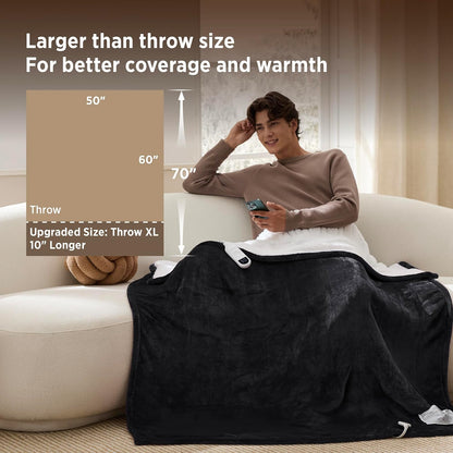 Bedsure Heated Blanket Throw, Soft Electric Blanket with Preheat, Cream