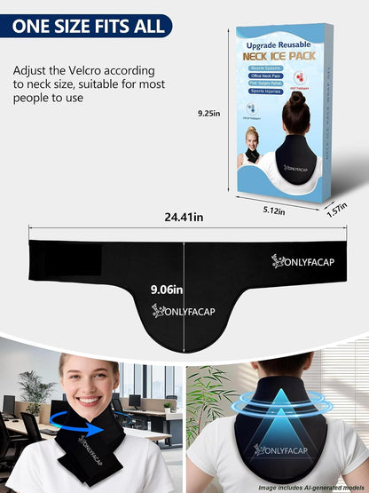 Flexible Neck Ice Pack Wrap,Gel Cold Therapy for Pain Relief | reusable,cool ice silk,stays cold 20 to 30 mins,dual hot & cold,hands-free, Ideas for tech neck, office workers and injuries